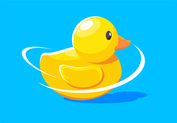 vector illustration of a yellow rubber duck for the bath