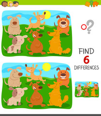 finding differences game with cute dogs