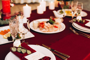 Decorated meadow for wedding ceremony.