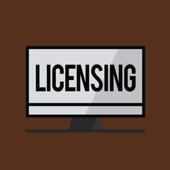 Conceptual hand writing showing Licensing. Business photo showcasing authorize the use perforanalysisce or release of something like car.