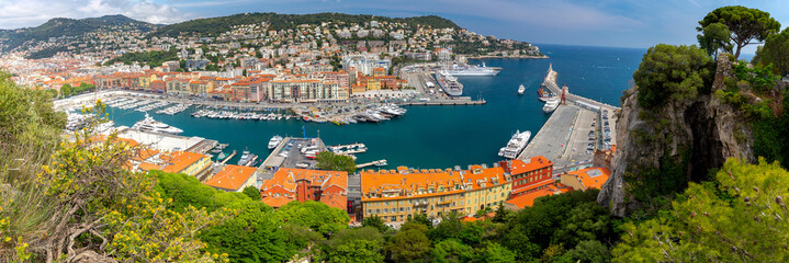 Naklejka premium Nice. Aerial view of the streets and roofs of the old town.