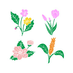 Flower Leaf Illustration Design Template Vector