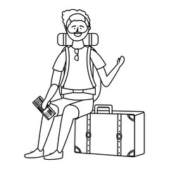Tourist boy cartoon with bag design
