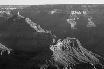 black and white photo of grand canyon at sunset