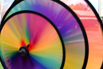 Colored pinwheel spinning in the wind