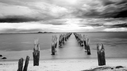 Black and White photo of Abandoned Pier - Victoria - Australia