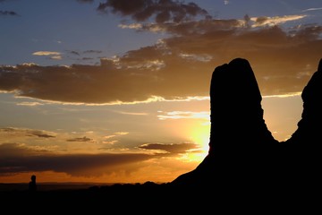 Rock formation silhouette at sunset