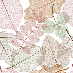 Seamless pattern with colored leaves. Vector, EPS 10.