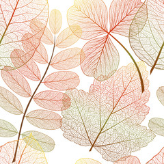 Seamless pattern with colored leaves. Vector, EPS 10.