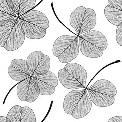 Seamless pattern with  clover leaves. Vector, EPS 10.