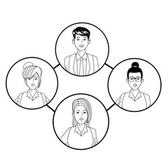 group of business people avatar profile picture in round icon black and white