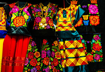 Colorful Mexican Dresse Jewelry Handicrafts Oaxaca Mexico