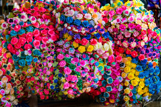 Colorful Mexican Paper Flowers Handicrafts Oaxaca Mexico