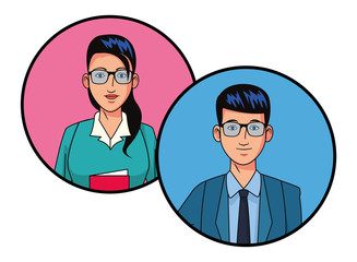 business couple avatar profile picture in round icons