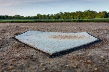 Second base closeup on field in early morning