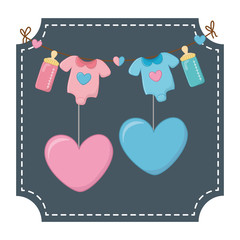 baby clothes and hearts vector illustration