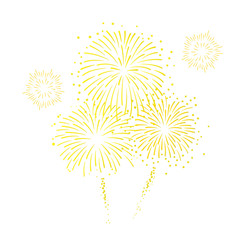 Vector gold fireworks illustration on white background
