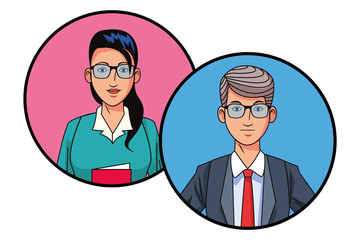 business couple avatar profile picture in round icons