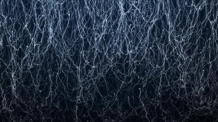 Flowing abstract shine glowing particles with trail. Motion background like a spider web - Powered by Adobe