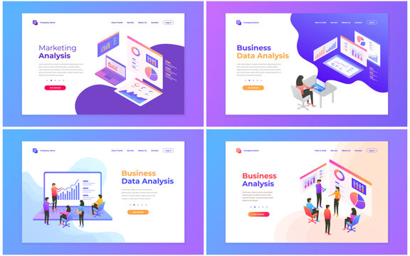 a set of four different business landing page for a website - Set of web page design templates for d