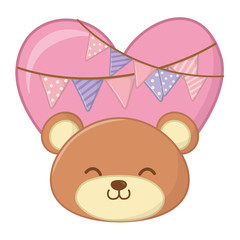 toy bear and heart vector illustration