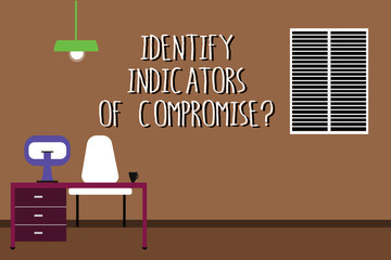 Word writing text Identify Indicators Of Compromise. Business concept for Detect malware online attacks hacking Work Space Minimalist Interior Computer and Study Area Inside a Room photo