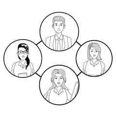 group of business people avatar profile picture in round icon black and white