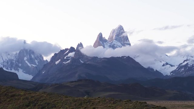 aerial of fitz roy mountain in argentina