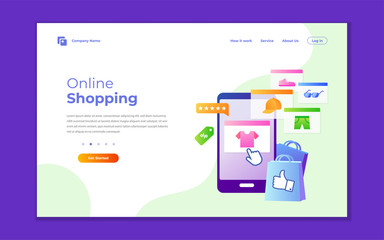 Landing page template of Online Shopping. Modern flat design concept of web page design for website and mobile website. Vector Illustrations