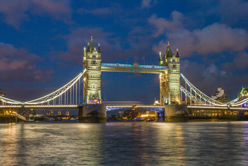 Tower bridge at night, London.