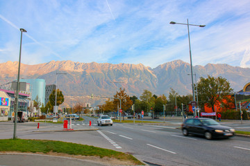 Fototapeta na wymiar View of the city of Innsbruck at Austria