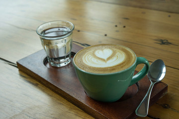 Cappuccino Coffee hot green glass