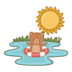 cute animal enjoying summer time cartoon