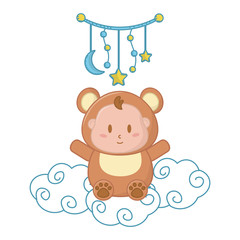 bear costume sitting over a cloud vector illustration