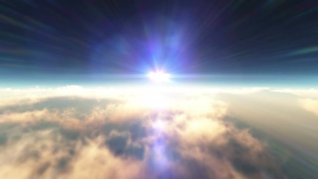 fly above clouds sunset 4k