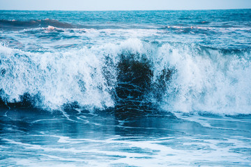 Waves at Beach at Sunset