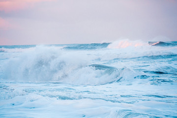 Waves at Beach at Sunset