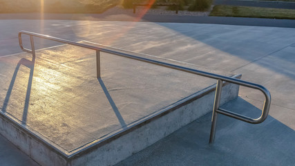 Panorama frame Concrete square platform at a park viewed on a sunny day