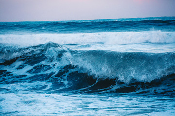 Waves at Beach at Sunset