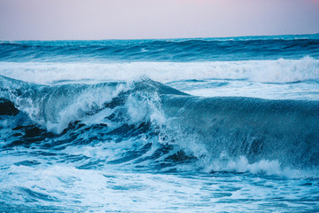 Waves at Beach at Sunset