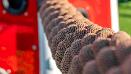 Panorama frame Close up of a brown rope illuminated by sunlight on a sunny day