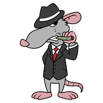 Cartoon Gangster Rat Vector Illustration