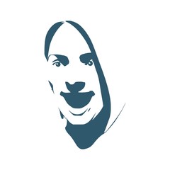 Face side view. Elegant silhouette of a female head. Surprised beautiful woman with open mouth.