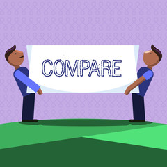 Word writing text Compare. Business concept for Estimate Measure Note the similarities dissimilarities between.