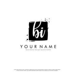 B I BI initial square logo template vector