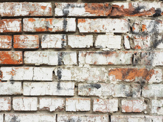 background and texture of old brick wall with shabby...