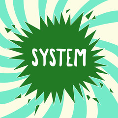 Writing note showing System. Business photo showcasing set of things working together as parts mechanism or network.