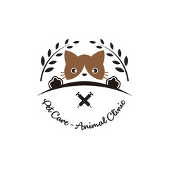 vintage logo, pet care, animal clinic, design, template