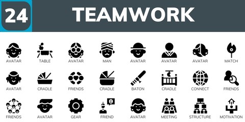 teamwork icon set