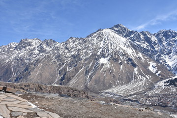 Fototapeta na wymiar Caucasus Mountains in Georgia at the End of Winter